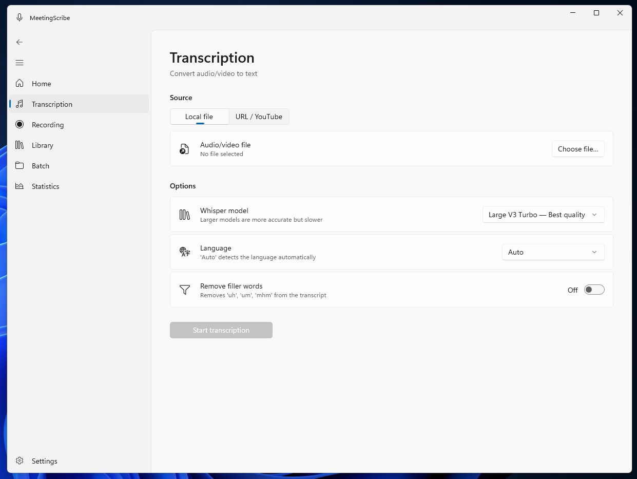MeetingScribe Transkription